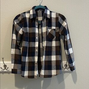 Amazon Kids Plaid Shirt - Navy, Brown, White